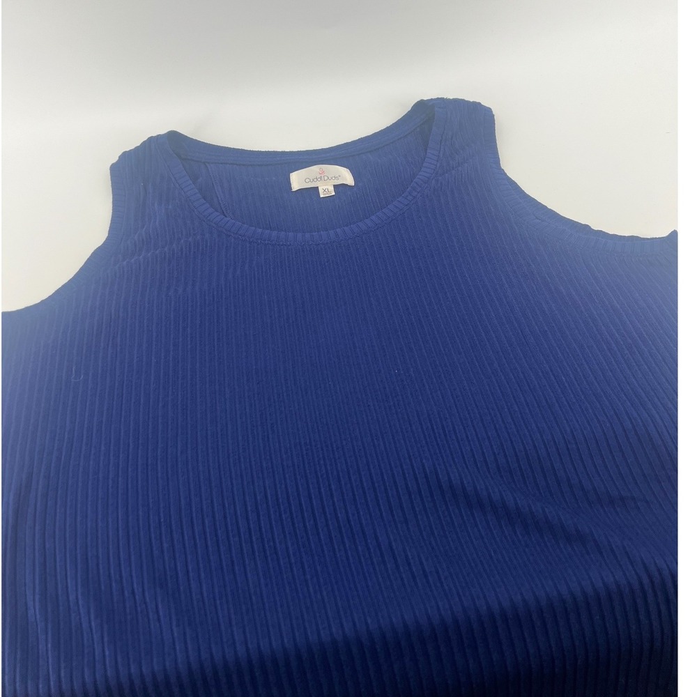Cuddl Duds Womens XL Navy Blue Ribbed Sleeveless Crew Neck Knit Tank Top
